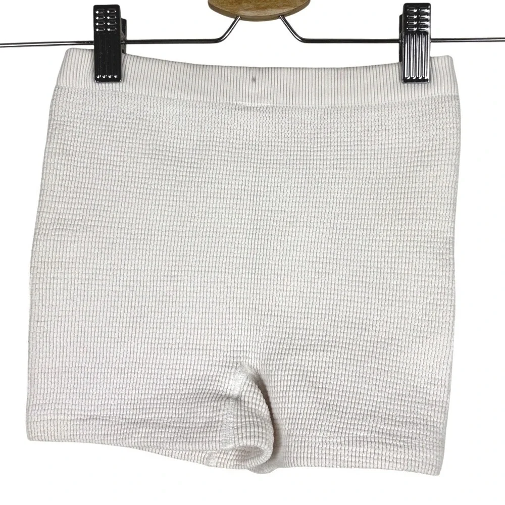 Free People Seamless The Rib I Reach For Shorts White High Waist Lounge  XS/S